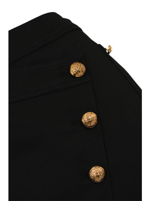 Minigonna in gabardina di cotone con bottoni gioiello Nero Elisabetta Franchi | GO14161E2110